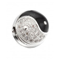 Cubic Zirconia and Enamel round Bead