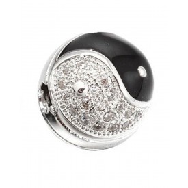 Cubic Zirconia and Enamel round Bead