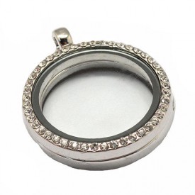 Round Flat Glass Magnetic Locket Pendant