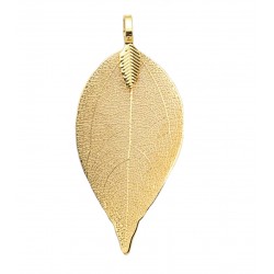 Brass Plated Natural Leaf Pendant